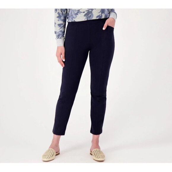 Susan Graver Weekend  Stretch Slim-Leg Pull On Ankle Pants Black 3X A610537 - Picture 1 of 2